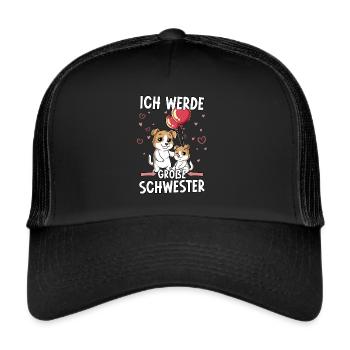 Ich Werde Große Schwester - Trucker Cap - Schwarz/Schwarz - Vorne