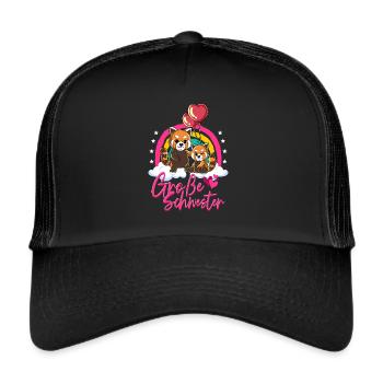 Große Schwester Roter Panda - Trucker Cap - Schwarz/Schwarz - Vorne