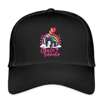 Große Schwester Stinktier - Trucker Cap - Schwarz/Schwarz - Vorne