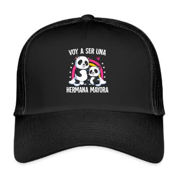 Ich werde große Schwester Panda sein - Trucker Cap - Schwarz/Schwarz - Vorne