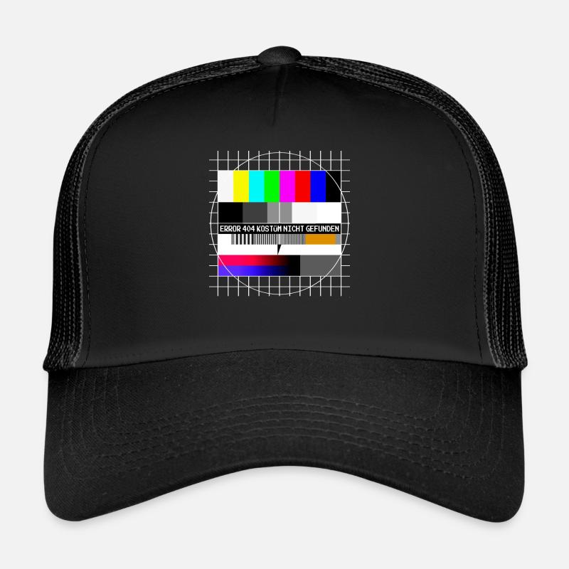 Testbild Error 404 Kostüm Nicht Gefunden Karneval - Trucker Cap - Schwarz/Schwarz