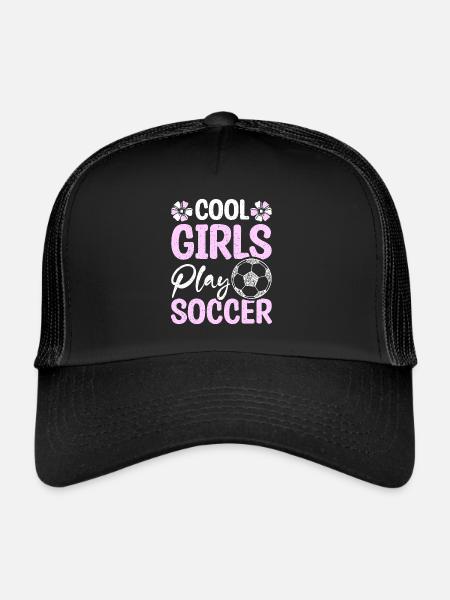 Cool girls play soccer - Trucker Cap - black/black - Front