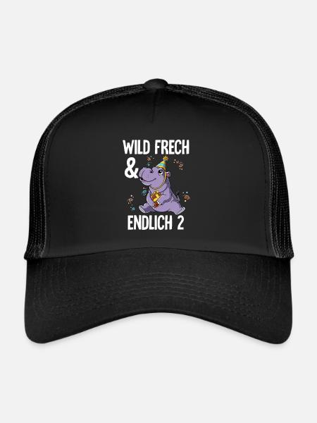 2. Geburtstag Nilpferd Wild Frech Und Endlich 2 - Trucker Cap - Schwarz/Schwarz