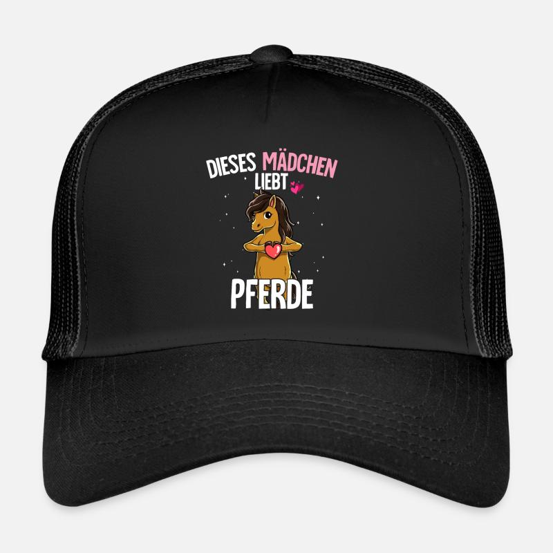 Pferd Mädchen - Trucker Cap - Schwarz/Schwarz