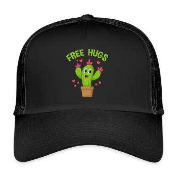 Cactus Free Hugs, câlin, drôle, humour, plante - Casquette trucker  - noir/noir - Devant