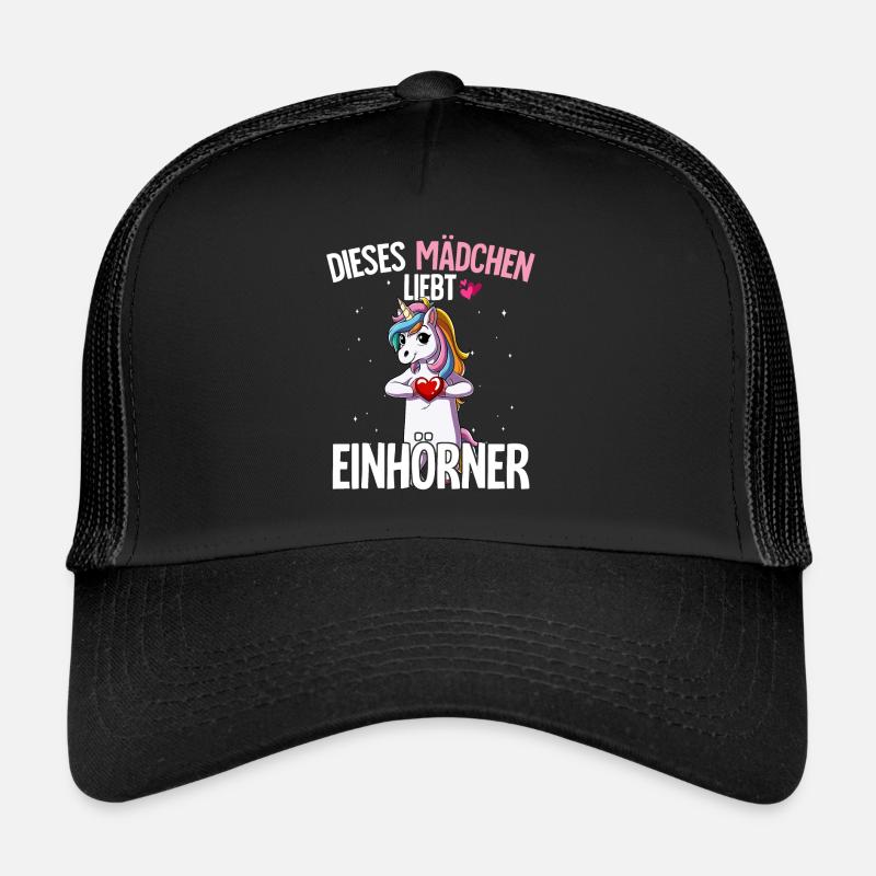 Einhorn Mädchen - Trucker Cap - Schwarz/Schwarz