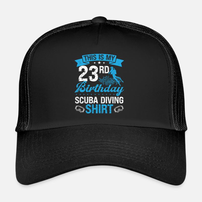 23 Year Old Scuba Diver Snorkeling Mask Dive - Trucker Cap - Schwarz/Schwarz