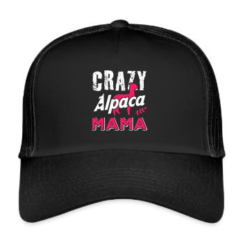 Crazy Alpaca Mama Camelid Mammal Alpaca Lama - Trucker Cap - Schwarz/Schwarz - Vorne