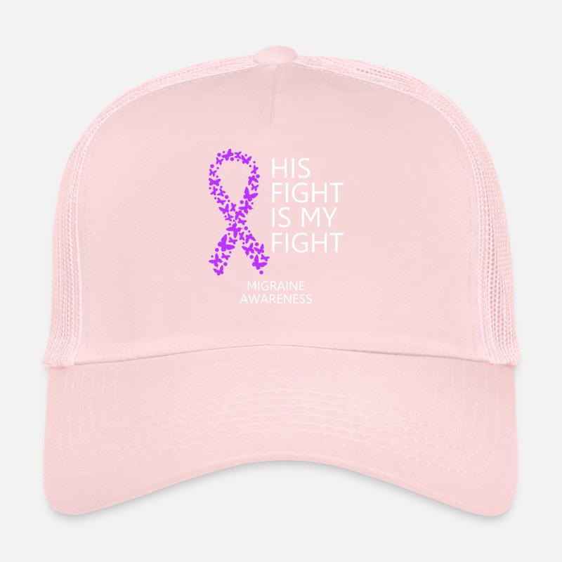Mois du ruban migraineux Son combat est mon combat Casquette trucker 