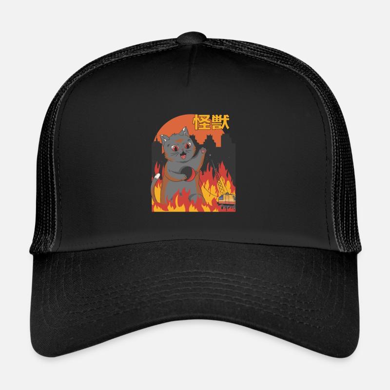 Catzilla Sunset Chat Géant Japonais Casquette trucker 