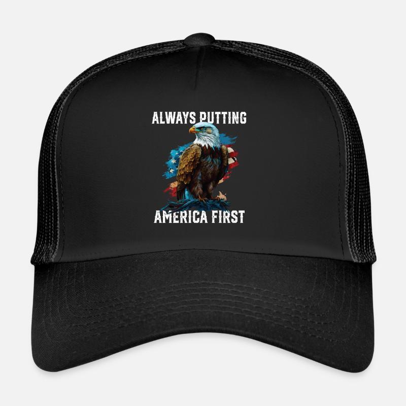 Always Putting America First American Bald Eagle Trucker Cap
