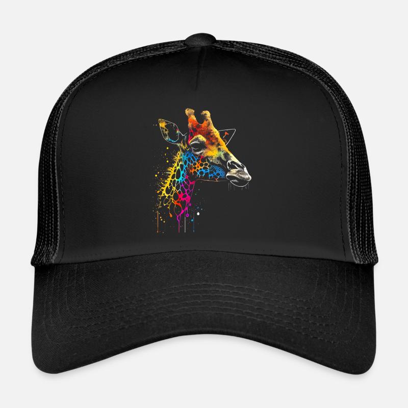 Colorful Giraffe Graffiti Airbrush Artwork Trucker Cap