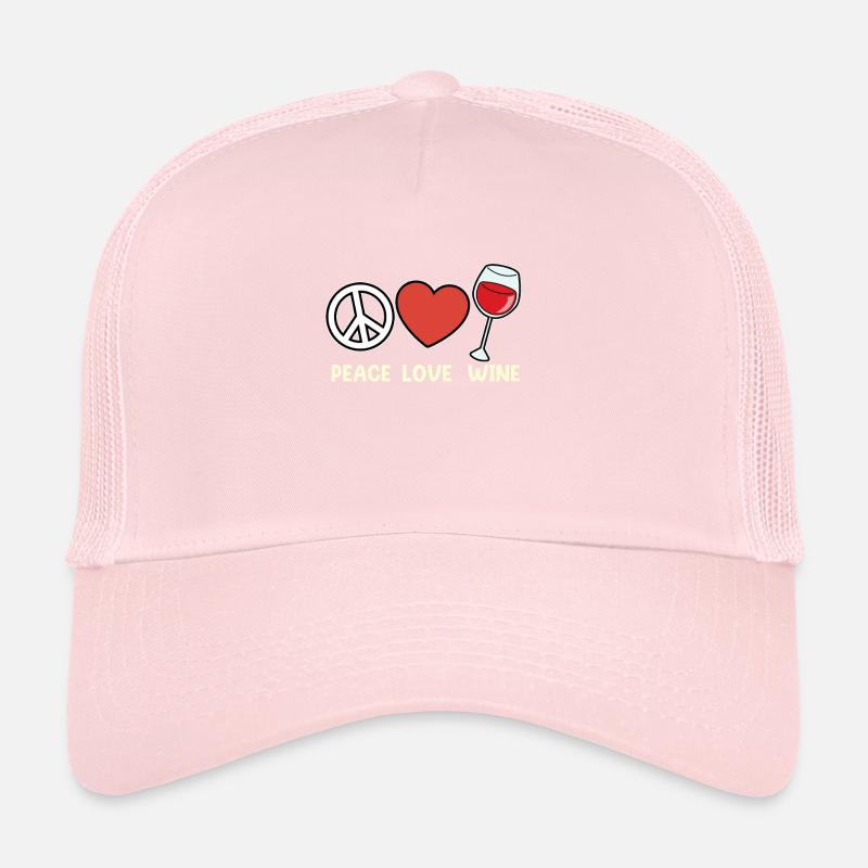 Peace Love Wine Drinking Lovers Buveurs Casquette trucker 