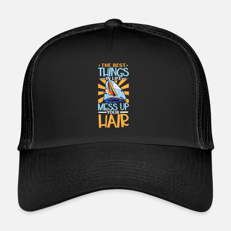Boating Dad Boat Captain Pontoon Sailor Cruising - Trucker Cap - black/black