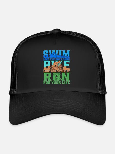 Nager comme le bateau coulé, faire du vélo comme si tu l’avais volé - Casquette trucker  - noir/noir - Devant