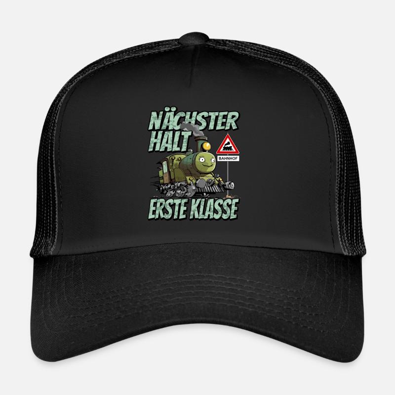 Nächster Halt Erste Klasse - Schulanfang Lok und - Trucker Cap - Schwarz/Schwarz