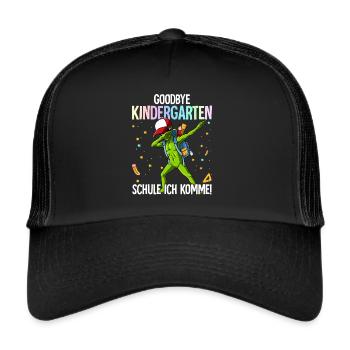 Goodbye Kindergarten Schule Ich Komme Einschulung - Trucker Cap - Schwarz/Schwarz - Vorne