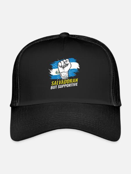 Pas salvadorien mais favorable au drapeau du Salvador - Casquette trucker  - noir/noir - Devant