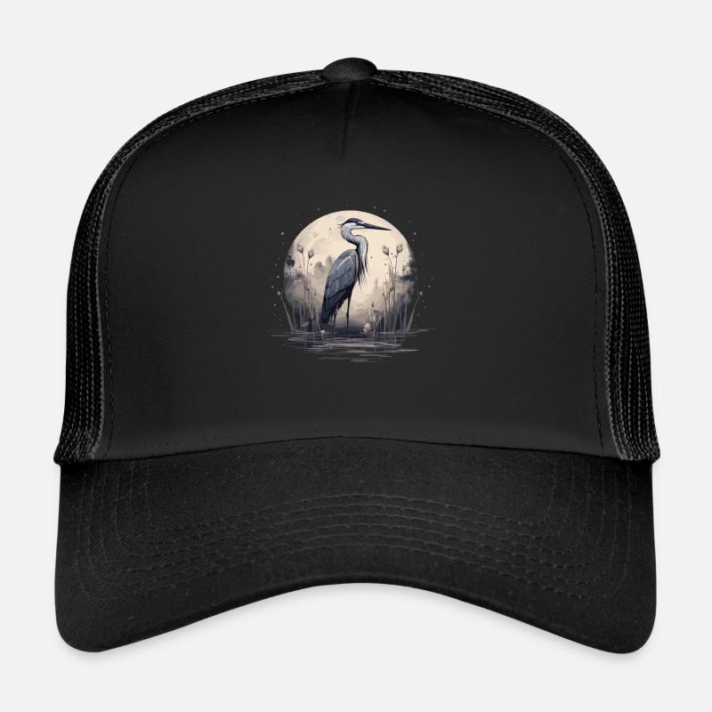 Majestätischer Graureiher - Trucker Cap - Schwarz/Schwarz