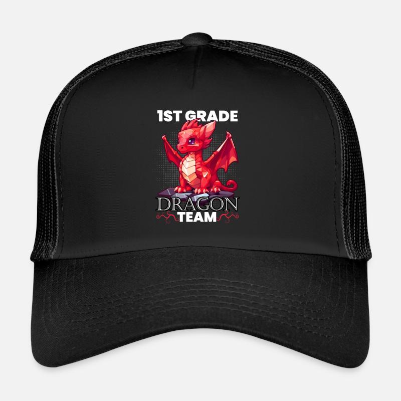 Einschulung Drache Team Erste Klasse - Trucker Cap - Schwarz/Schwarz