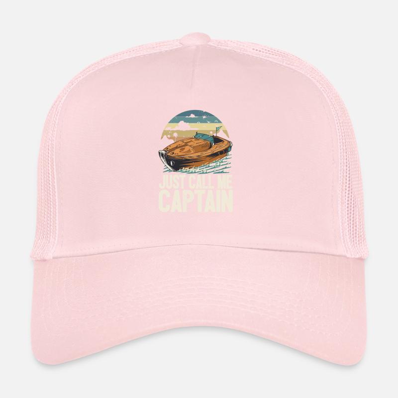 Just Call Me Captain Pontoon King Motorboating Trucker Cap