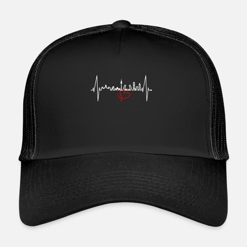 Madrid Skyline Heartbeat Spain Silhouette Pulse Trucker Cap