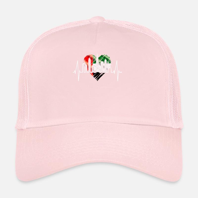 Dubai Skyline Herzschlag Burj Khalifa VAE Flagge Trucker Cap