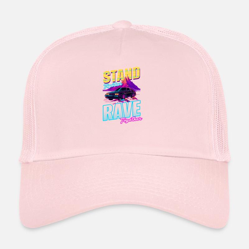Edm Rave Stand Rave Together Synthwave Trucker Cap