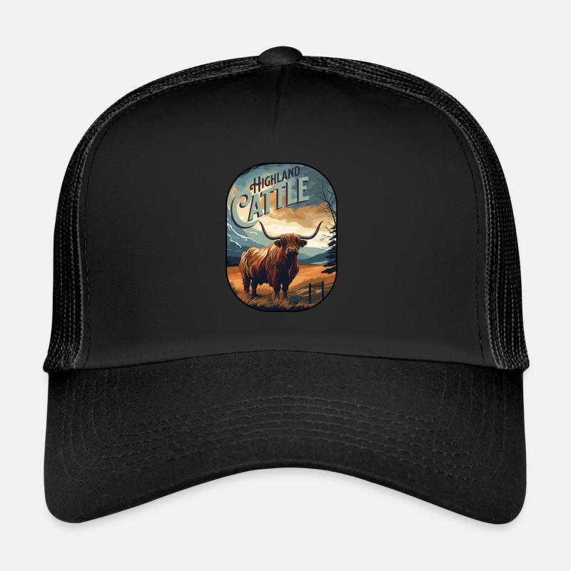 Highland Cattle - Trucker Cap - Schwarz/Schwarz