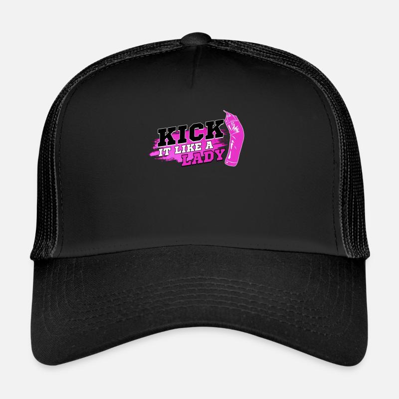 Kick It Like A Lady Kickboxen Muay Thai Boxer - Trucker Cap - Schwarz/Schwarz