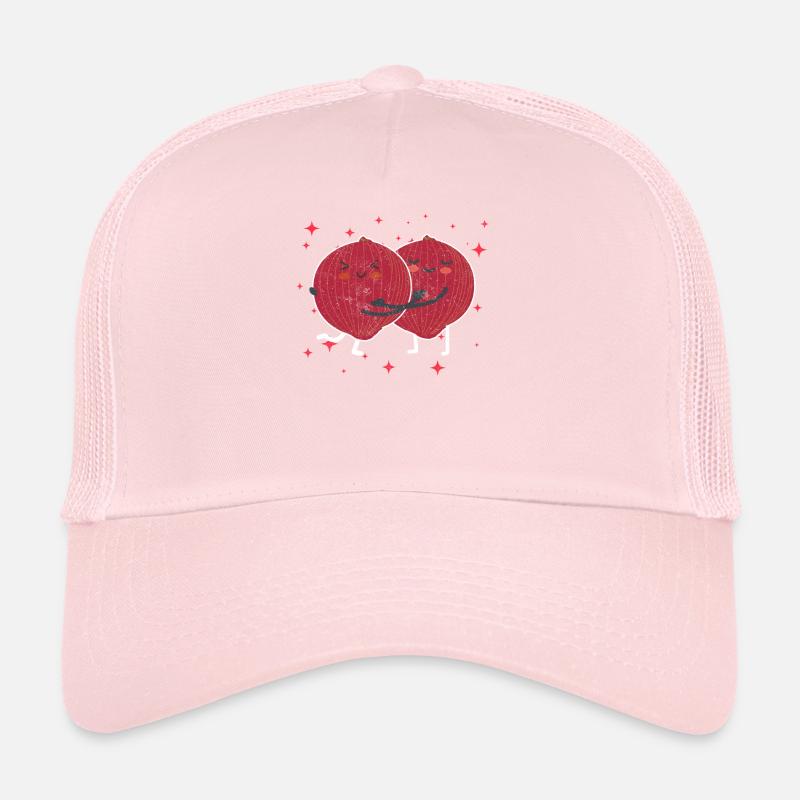 Cute Red Onion Couple Hugging Red Onion Vegetable Trucker Cap