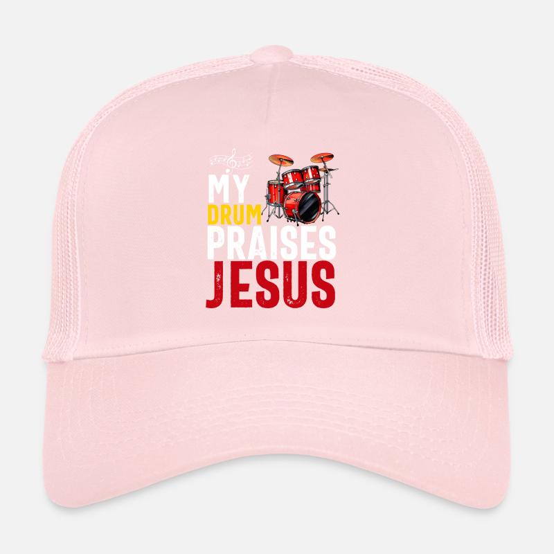 Christian Drummer Drum Player Stick Men Jesus Trucker Cap