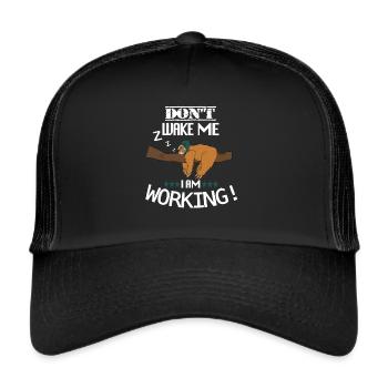 Ne me réveille pas, je travaille paresseux - Casquette trucker  - noir/noir - Devant