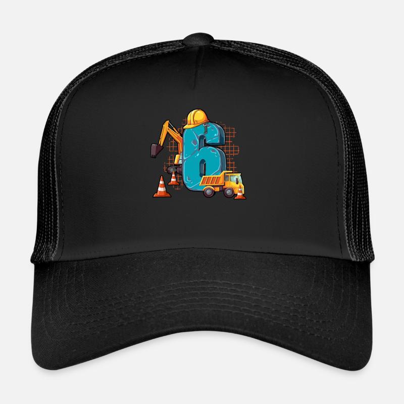 Construction Machinery 6th Birthday Trucker Cap
