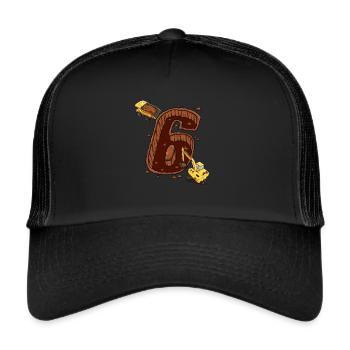Construction Machinery 6th Birthday - Trucker Cap - black/black - Front