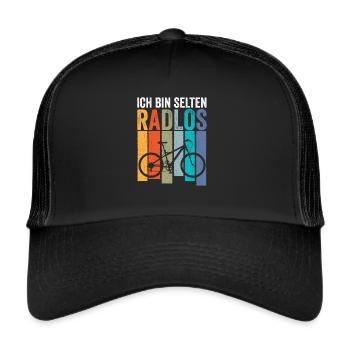 Ich bin selten Radlos - Trucker Cap - Schwarz/Schwarz - Vorne