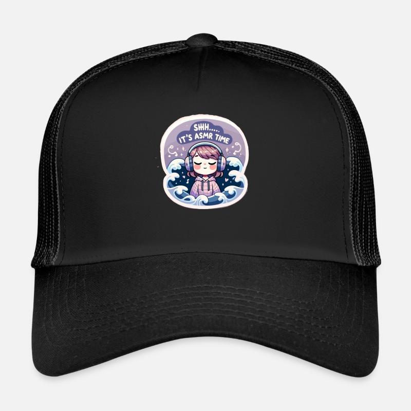 Asmr Whispering Asmr Enthusiast Mindfulness - Trucker Cap - Schwarz/Schwarz