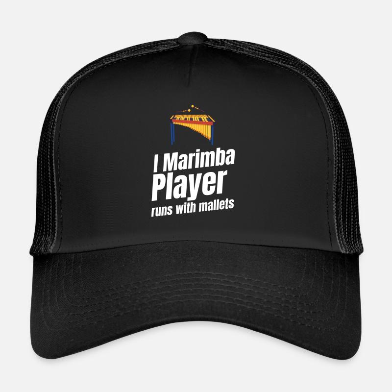 I Marimba player running with mallets Orchestra Trucker Cap
