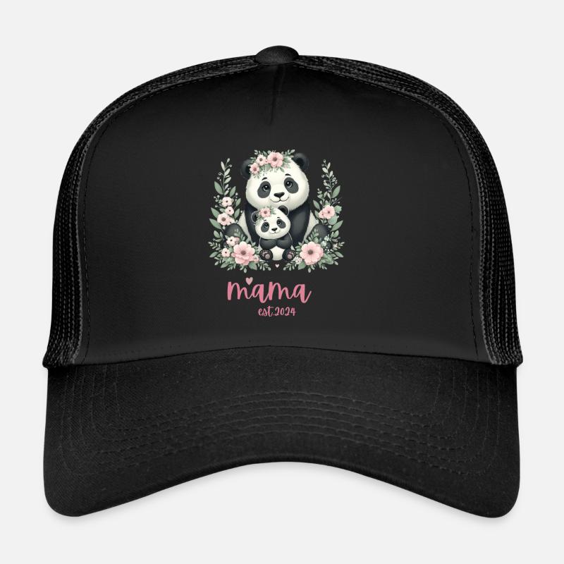 Mama est 2024 I Panda Bear Mum I First Time Mom Trucker Cap