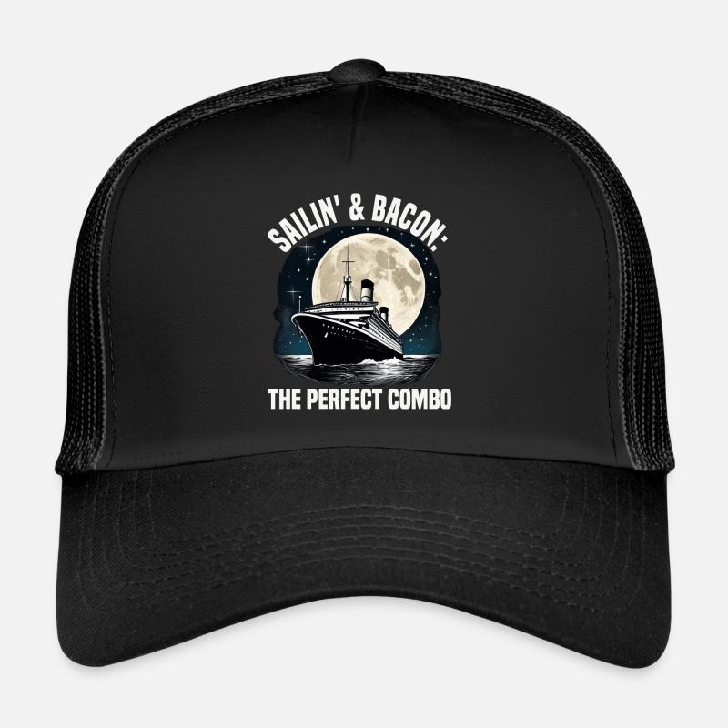 Voilier Et Bacon Combo Parfait Bateau De Croisière Casquette trucker 