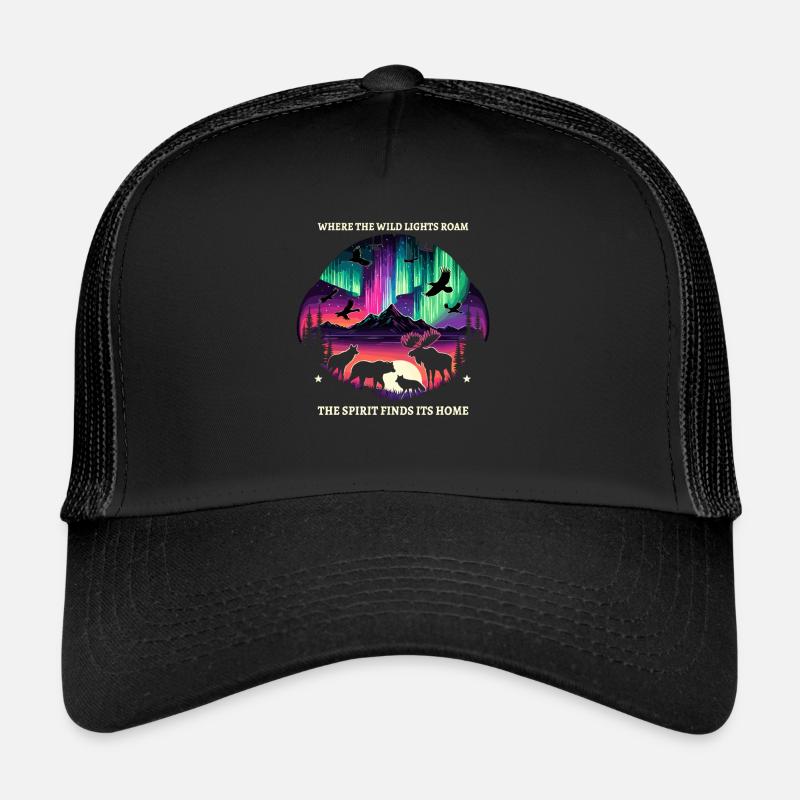 Polarlicht-aurora-verfolger Alaska Wilderness - Trucker Cap - Schwarz/Schwarz