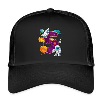 5 Birthday Space Space Astronaut 5 Years - Trucker Cap - black/black - Front