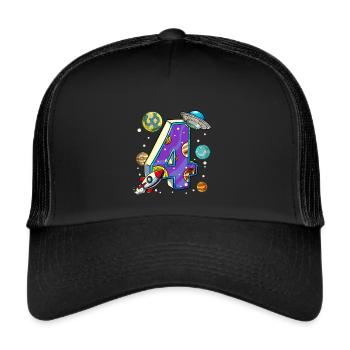 4 Birthday Space Space Astronaut 4 Years - Trucker Cap - black/black - Front