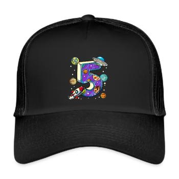 5 Birthday Space Space Astronaut 5 Years - Trucker Cap - black/black - Front