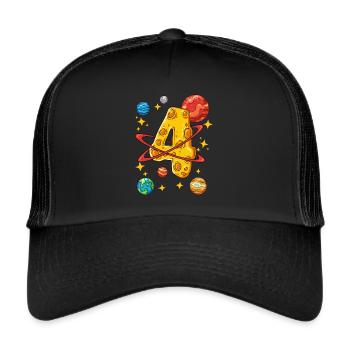 4 Birthday Space Space Astronaut 4 Years - Trucker Cap - black/black - Front