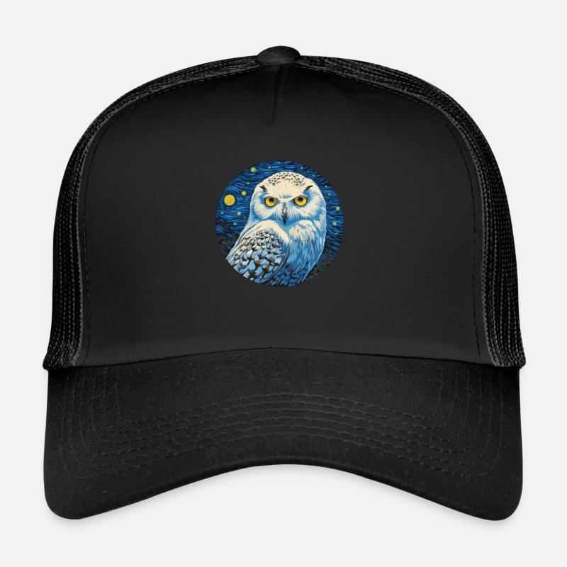Starry Night Owl – Wisdom in the Moonlight Trucker Cap