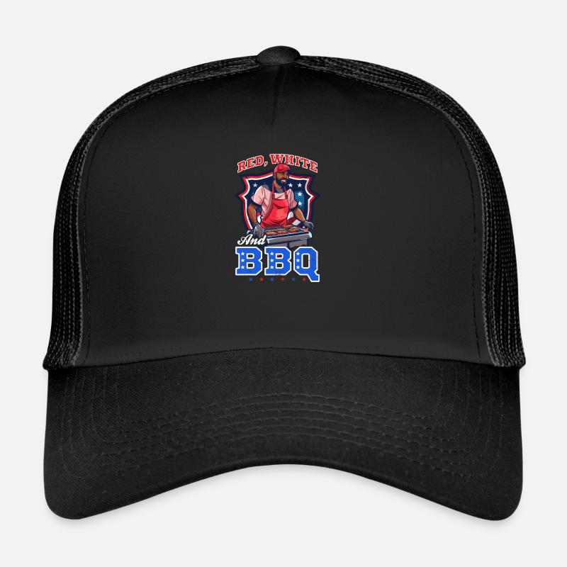 4 juillet BBQ rouge blanc BBQ Casquette trucker 