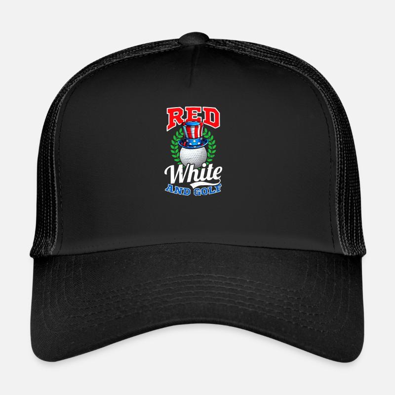 4. Juli Golf Rot Weiß Und Golf Trucker Cap