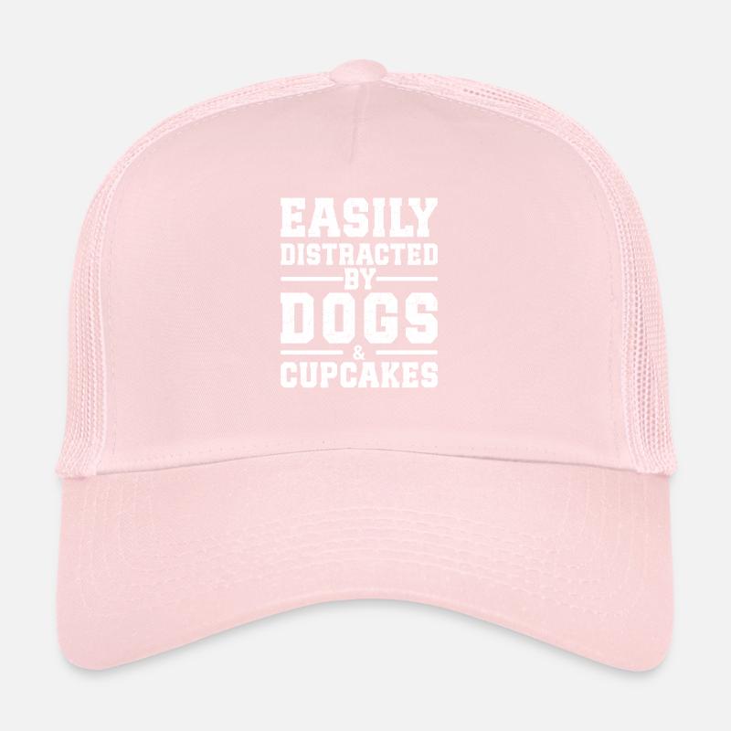 Facilement distrait par les chiens et les cupcakes Casquette trucker 