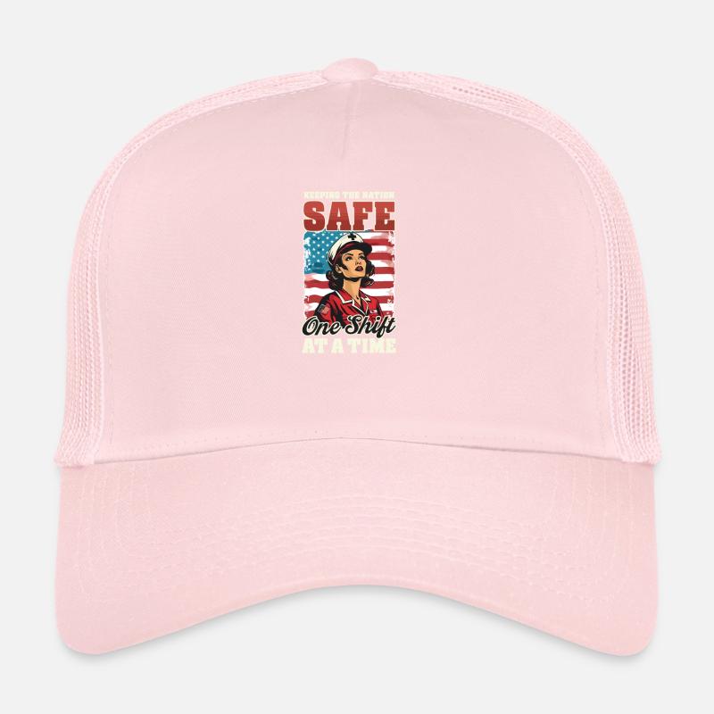Patriotic Nurse Keeping Nation Safe One Shift A Ti Trucker Cap